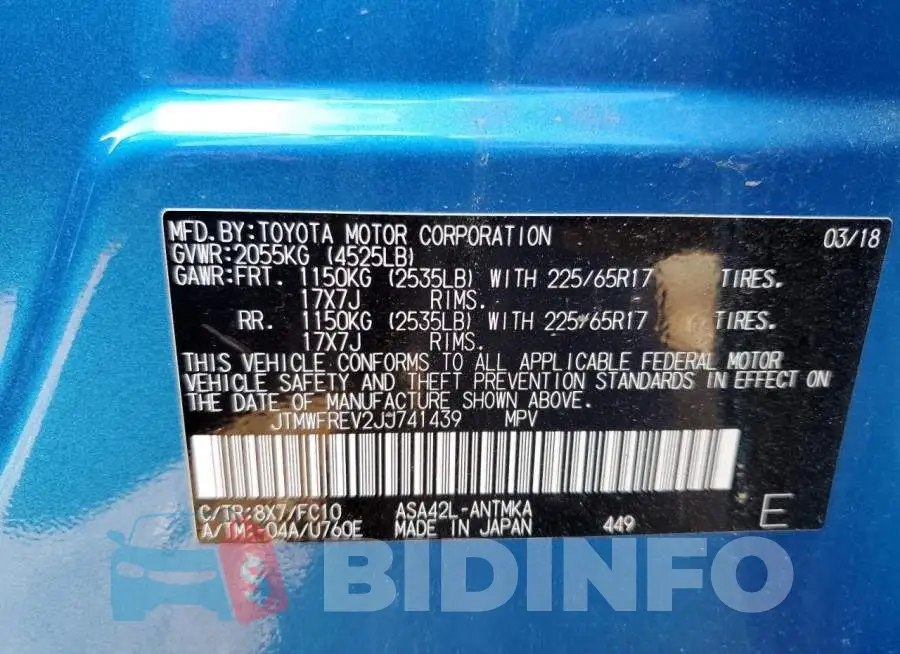JTMWFREV2JJ741439 Photo# 13