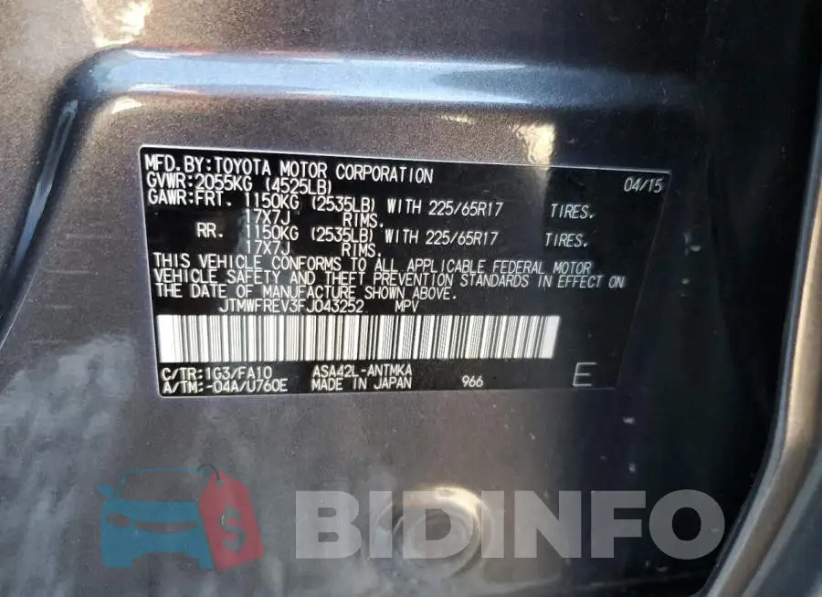 JTMWFREV3FJ043252 Photo# 14