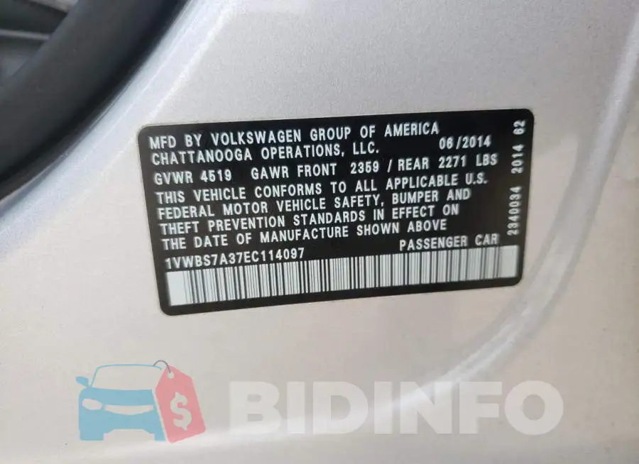 1VWBS7A37EC114097 Photo# 10