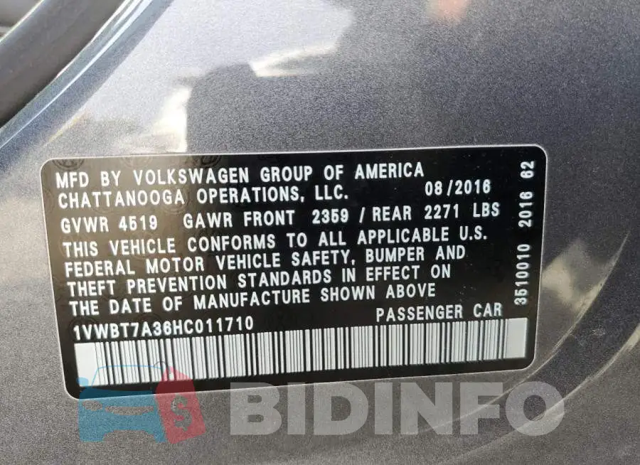 1VWBT7A36HC011710 Photo# 13