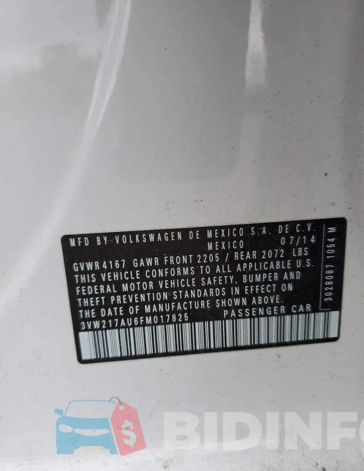 3VW217AU6FM017825 Photo# 12
