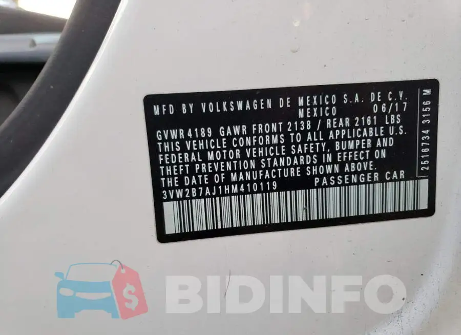 3VW2B7AJ1HM410119 Photo# 12