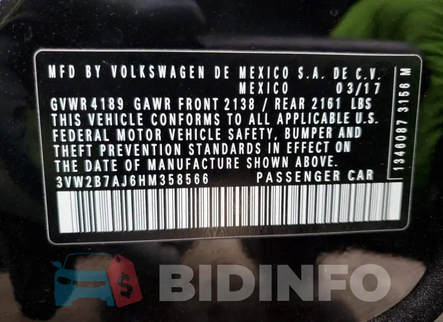 3VW2B7AJ6HM358566 Photo# 13