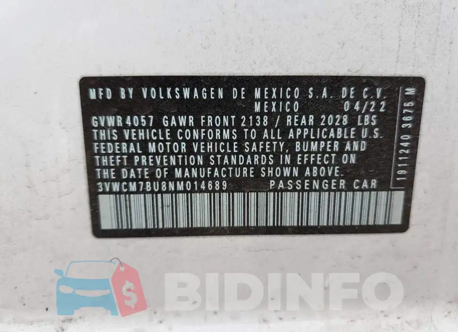 3VWCM7BU8NM014689 Photo# 12