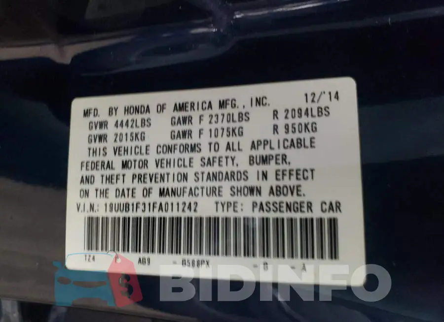 19UUB1F31FA011242 Photo# 12
