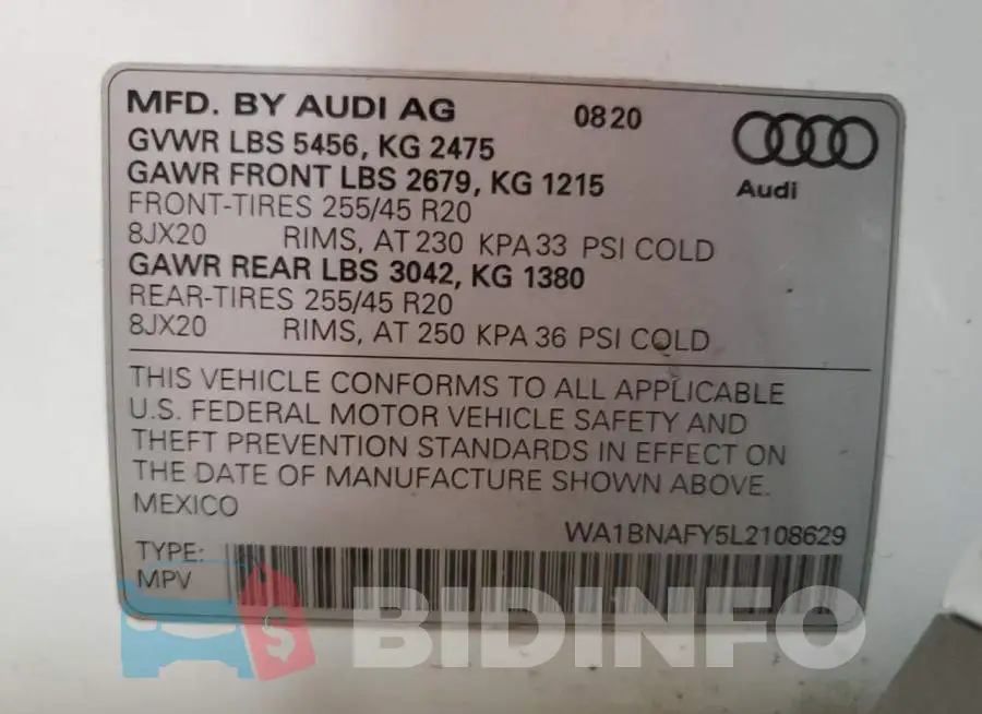 WA1BNAFY5L2108629 Photo# 12
