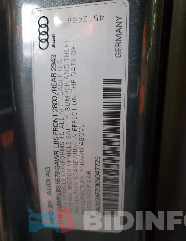 WAUV2AF20KN047725 Photo# 12