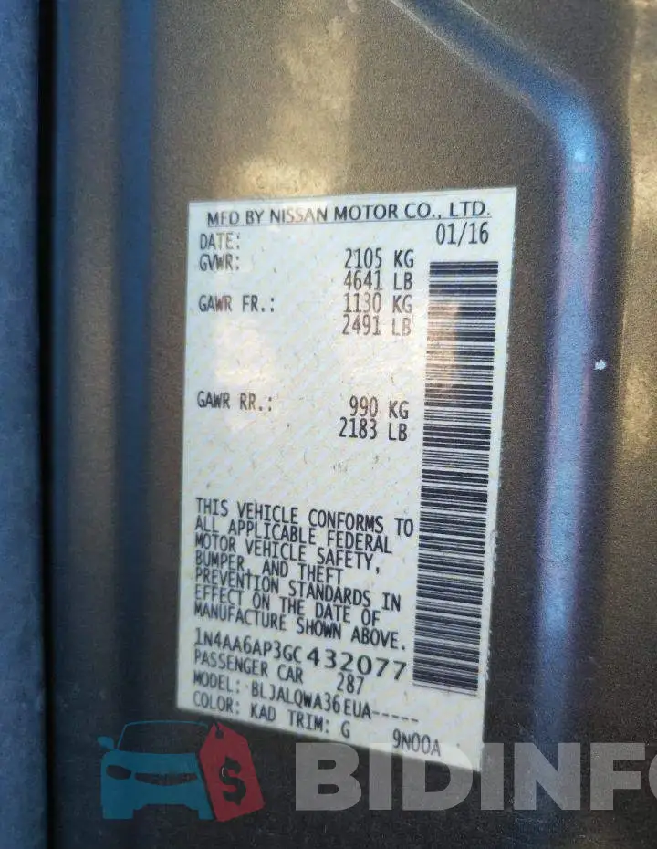 1N4AA6AP3GC432077 Photo# 10