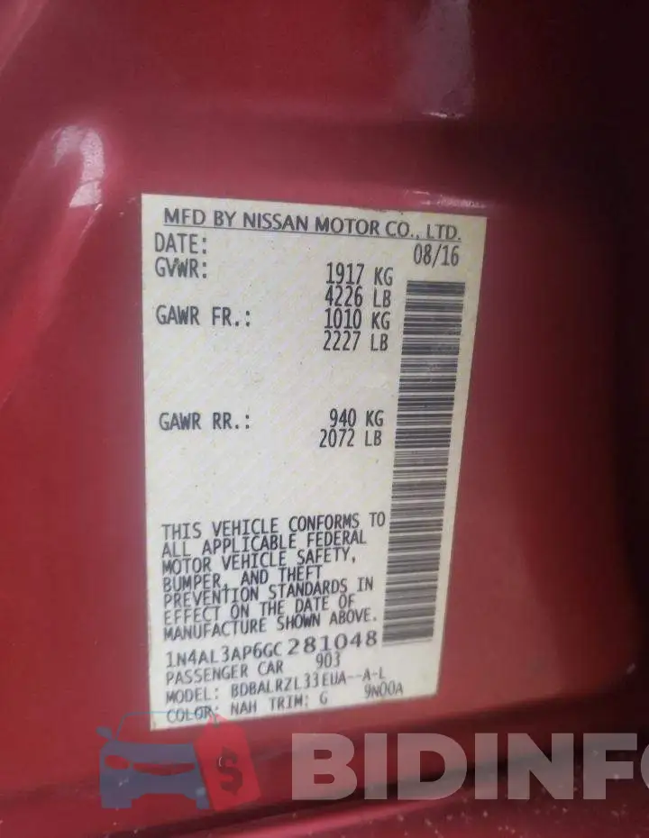1N4AL3AP6GC281048 Photo# 12