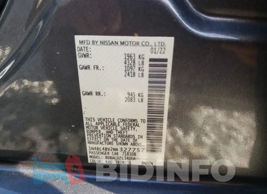 1N4BL4BV2NN327757 Photo# 10