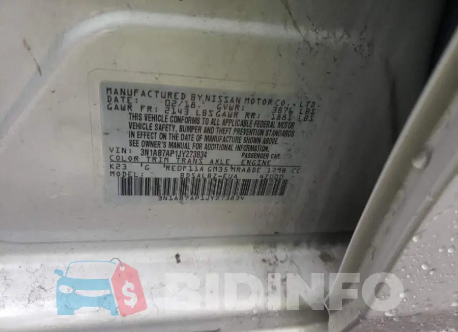 3N1AB7AP1JY273834 Photo# 12