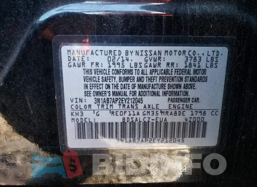 3N1AB7AP2EY212045 Photo# 12