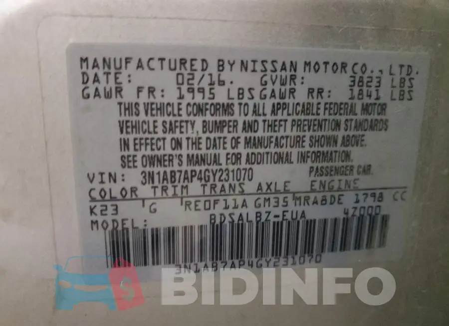 3N1AB7AP4GY231070 Photo# 12