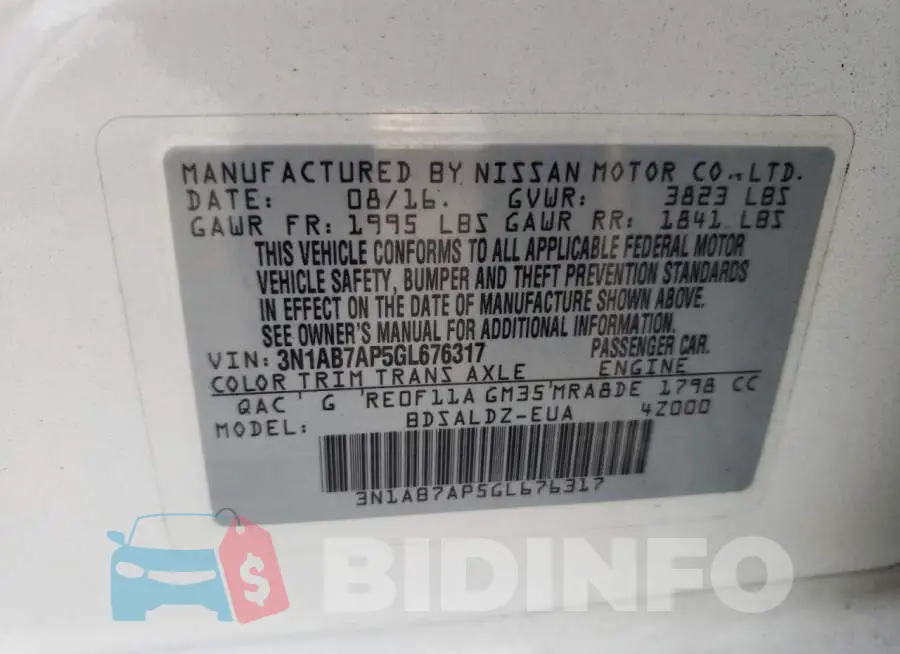 3N1AB7AP5GL676317 Photo# 10