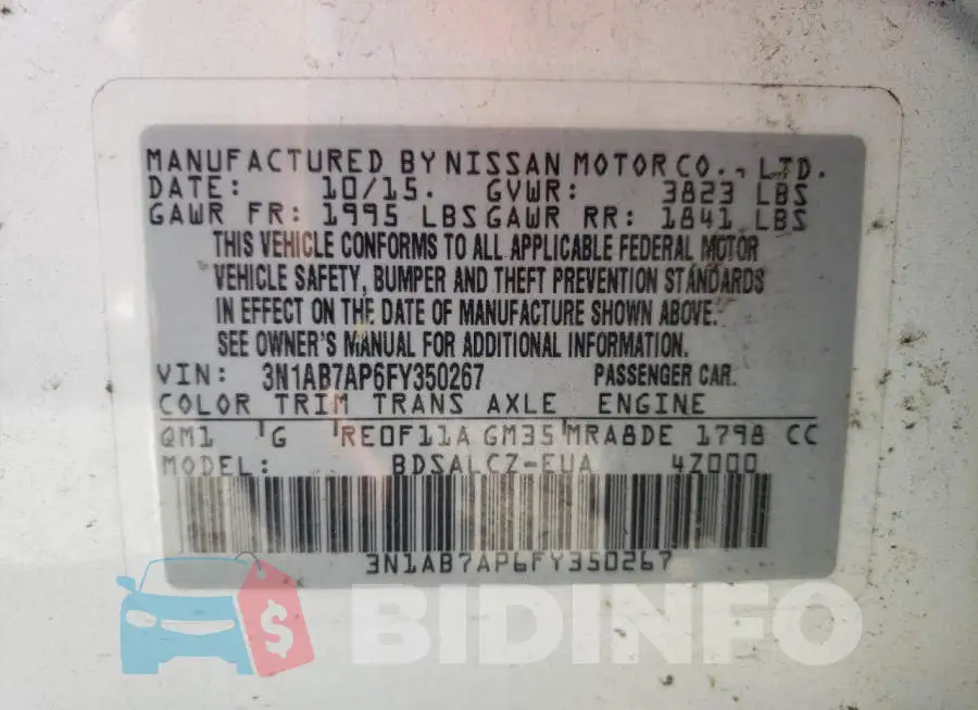 3N1AB7AP6FY350267 Photo# 10