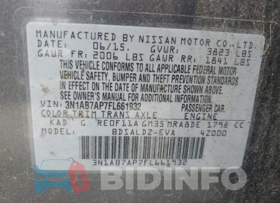 3N1AB7AP7FL661932 Photo# 10