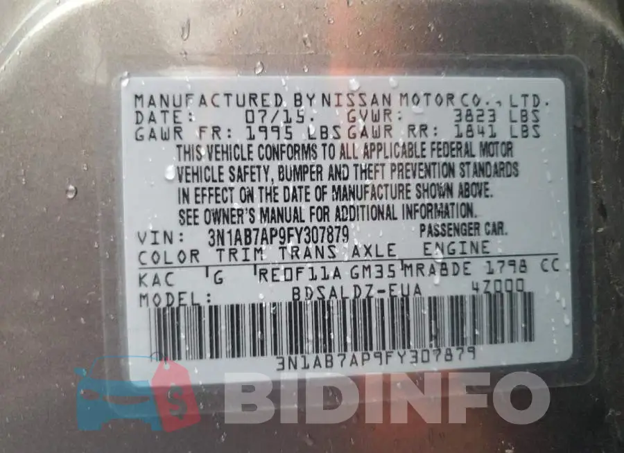 3N1AB7AP9FY307879 Photo# 13