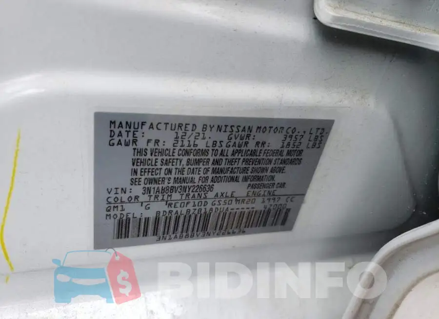 3N1AB8BV3NY226636 Photo# 10