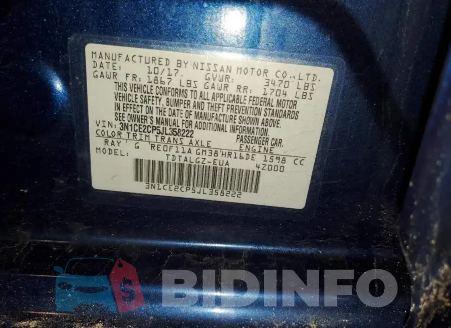 3N1CE2CP5JL358222 Photo# 13