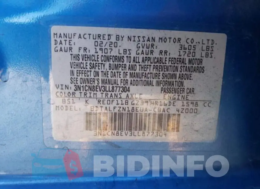3N1CN8EV3LL877304 Photo# 13