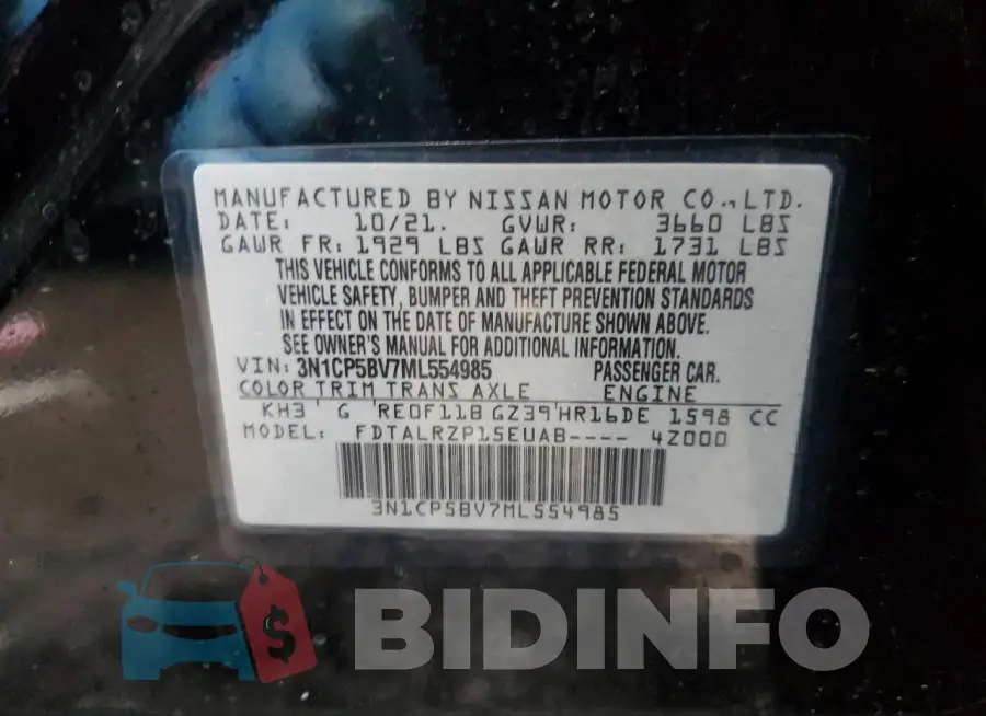 3N1CP5BV7ML554985 Photo# 13