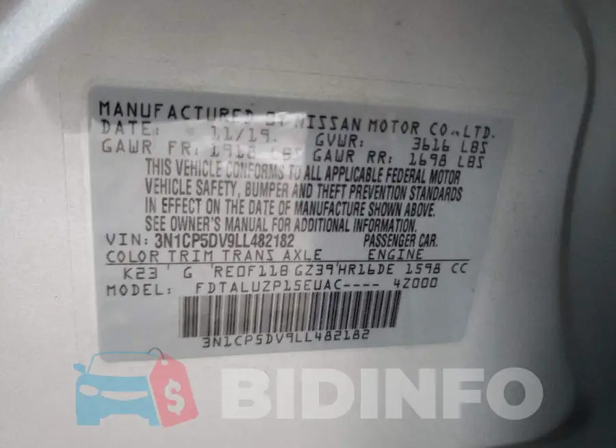 3N1CP5DV9LL482182 Photo# 13