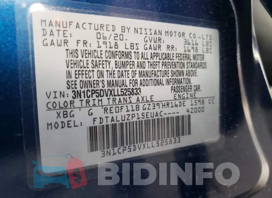3N1CP5DVXLL525833 Photo# 13