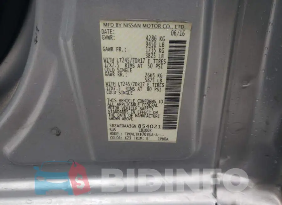 5BZAF0AA3GN854021 Photo# 13