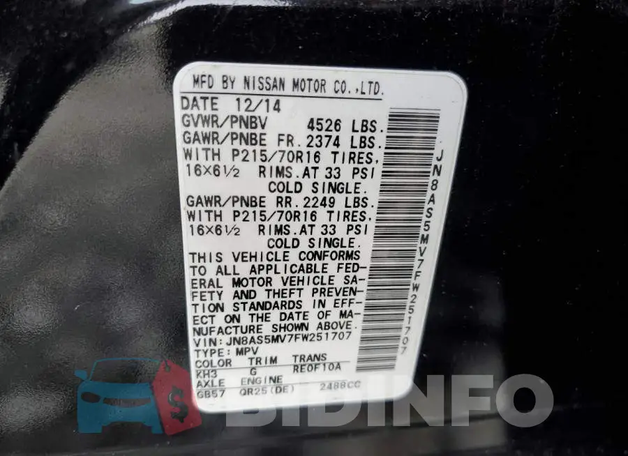 JN8AS5MV7FW251707 Photo# 12