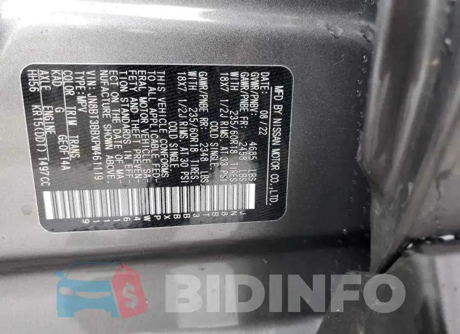 JN8BT3BBXPW461119 Photo# 12