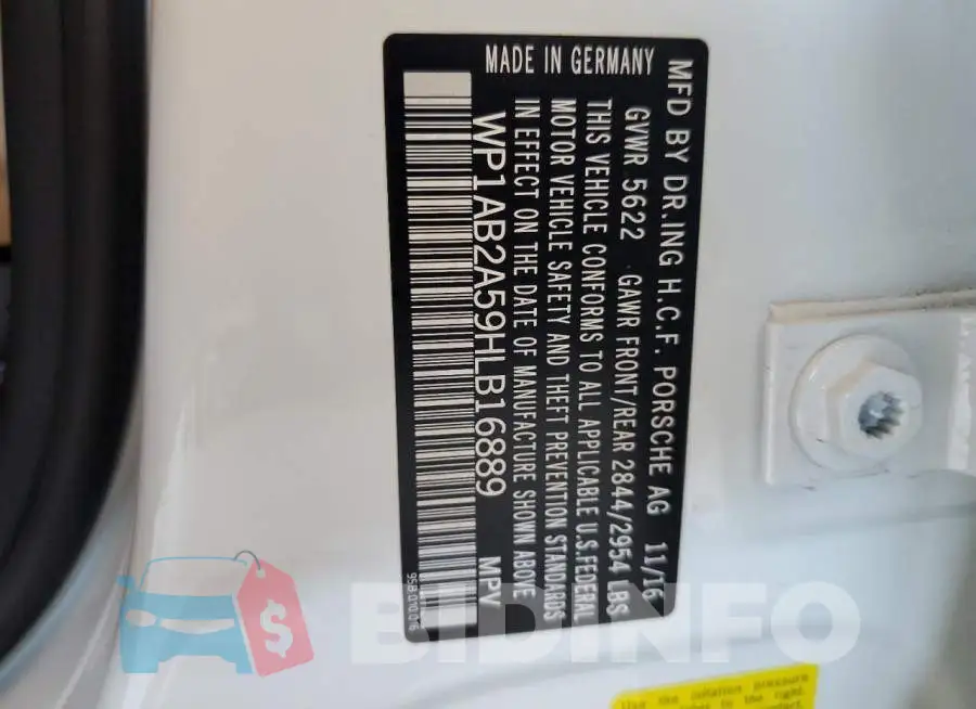 WP1AB2A59HLB16889 Photo# 13