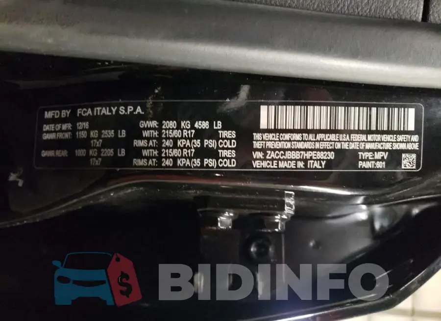 ZACCJBBB7HPE88230 Photo# 12