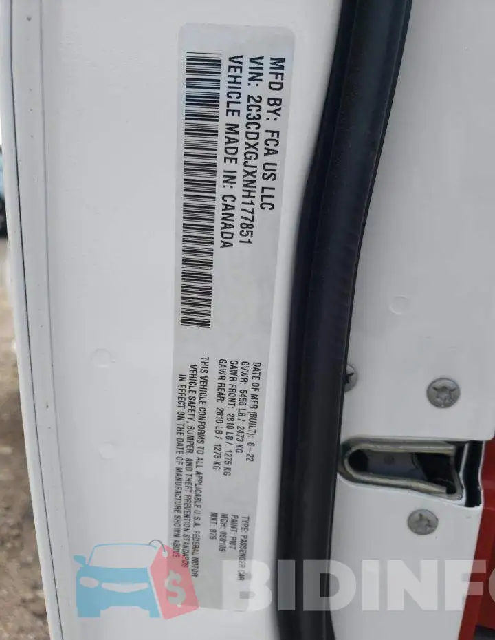2C3CDXGJXNH177851 Photo# 10