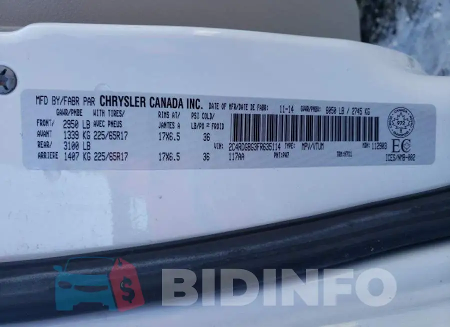 2C4RDGBG3FR635114 Photo# 13