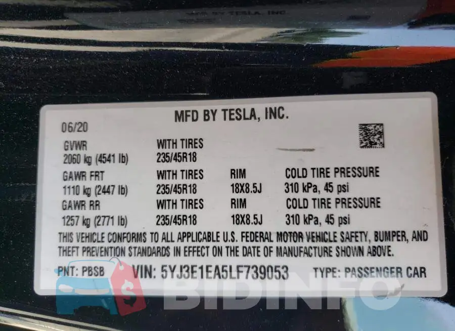 5YJ3E1EA5LF739053 Photo# 10