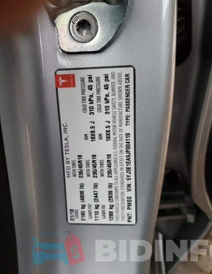 5YJ3E1EA9JF004119 Photo# 10