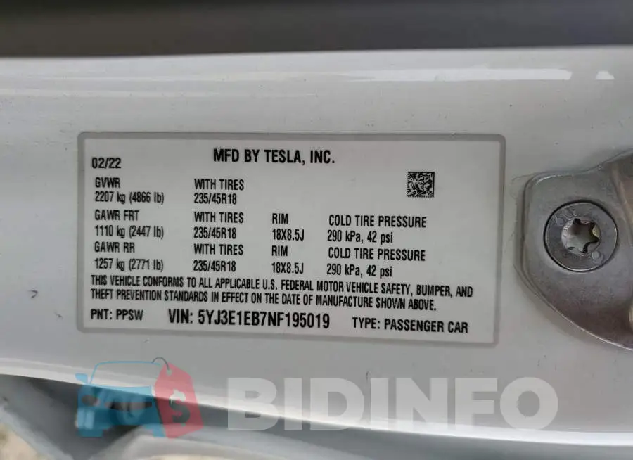 5YJ3E1EB7NF195019 Photo# 13
