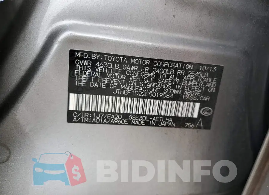 JTHBF1D22E5019084 Photo# 10