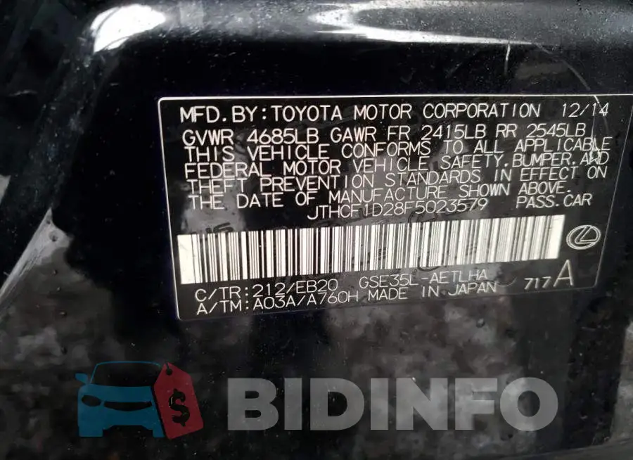 JTHCF1D28F5023579 Photo# 12