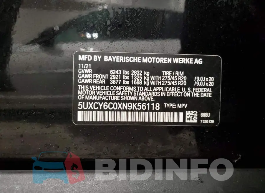 5UXCY6C0XN9K56118 Photo# 13