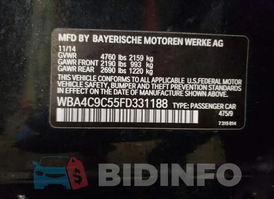 WBA4C9C55FD331188 Photo# 12