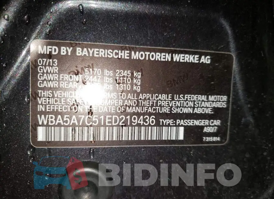 WBA5A7C51ED219436 Photo# 12