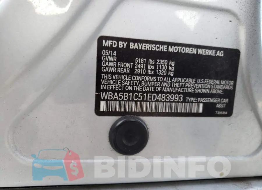 WBA5B1C51ED483993 Photo# 12