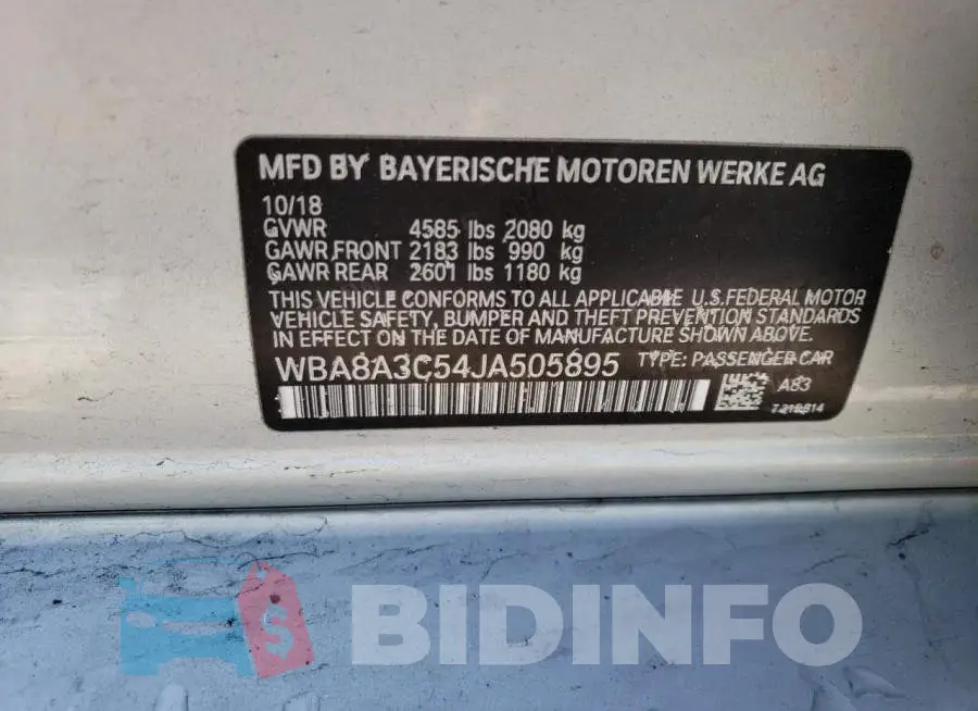 WBA8A3C54JA505895 Photo# 12