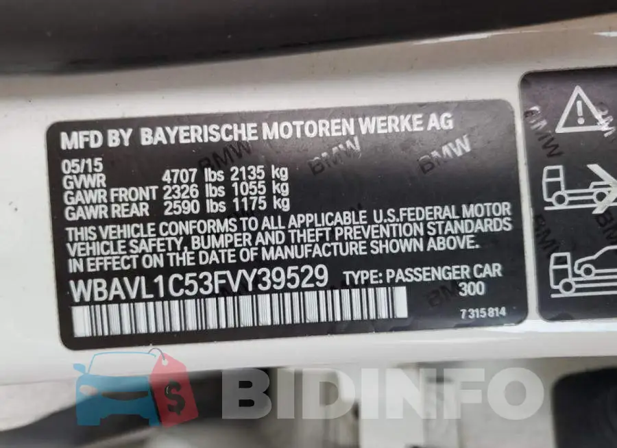 WBAVL1C53FVY39529 Photo# 14