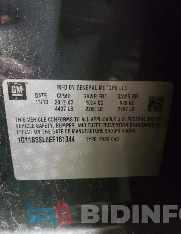 1G11B5SL0EF161044 Photo# 13
