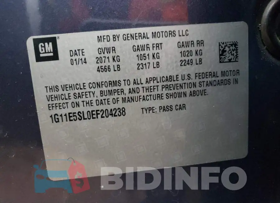 1G11E5SL0EF204238 Photo# 12