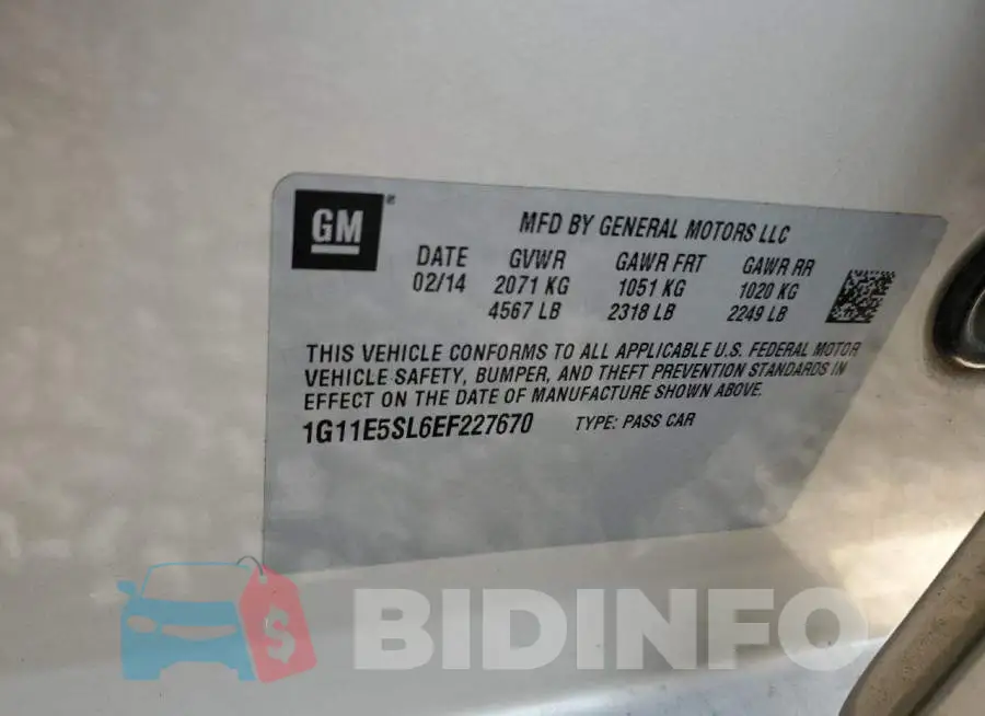 1G11E5SL6EF227670 Photo# 12