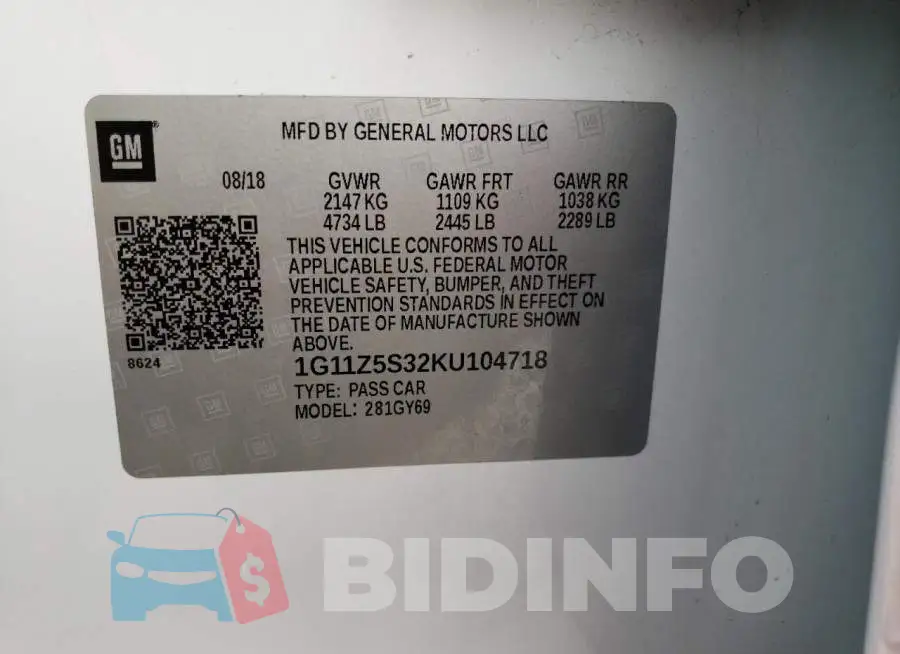 1G11Z5S32KU104718 Photo# 12