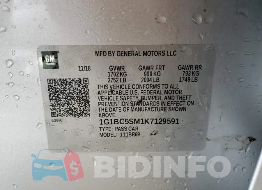 1G1BC5SM1K7129591 Photo# 10